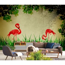 Özel Duvarlar Flamingo Desenli Duvar Kağıdı