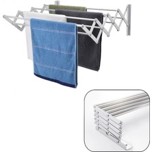 Depolife Çamaşır Balkon Kurutma Askısı Akordiyon Elbise Kurutmalık 85CM-9 Çubuk Alüminyum Duvar Montajlı