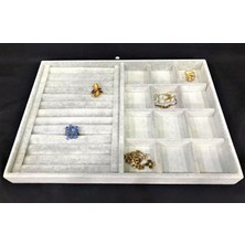 Aydın Dekor Yeni Süet Gri Sosisli-Bölmeli Takı Kutusu (Aydındecor)