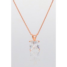 Midyat Nurtaş Gümüş Baget Zirkon Tasarım Rose Hayalet Gümüş Kolye