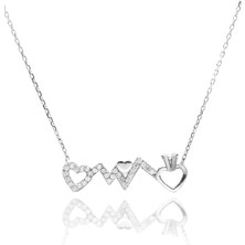 Midyat Nurtaş Gümüş Kalp ve Tektaş Tasarım Rose Hayalet Gümüş Kolye