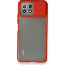 Kzy Xiaomi Mi 11 Lite Kapak Lensi Açılır Kapanır Kamera Korumalı Silikon Kılıf - Kırmızı
