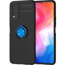 Kzy Vivo Y11S Kılıf Renkli Yüzüklü Manyetik Silikon Kapak Siyah - Mavi