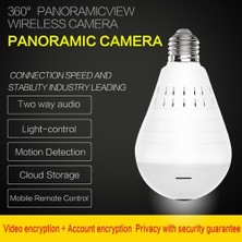 EVKVO Panoramik Ampul Işık Kamera HD 1080P 360 Derece Balıkgözü Wifi Kablosuz LED Lamba IP P2P E27 Güvenlik (Yurt Dışından)