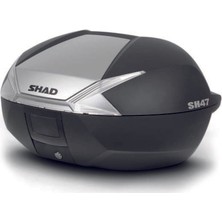 Shad SH47 Motosiklet Arka Çanta Yeni Model 47 lt Titanyum Kapak