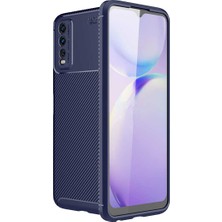 CoverZone Vivo Y11S Kılıf Karbon Delüx Tpu Silikon Lacivert