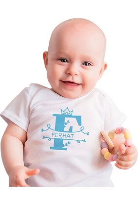 Pia Baby T2016-11 İsme Özel Harf Baskılı Bebek Çıtçıtlı Body