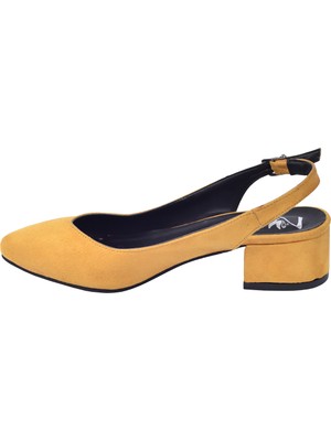 Potincim 510-74 Süet 3 cm Topuk Kadın Sandalet Ayakkabı Hardal