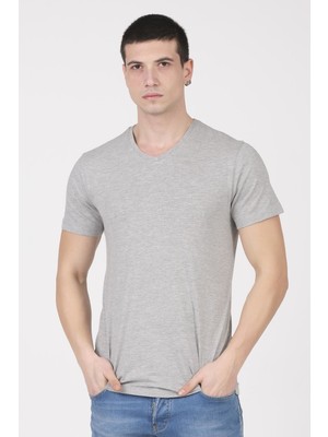 Bradford Erkek Düz Renk V Yaka Basic T-Shirt