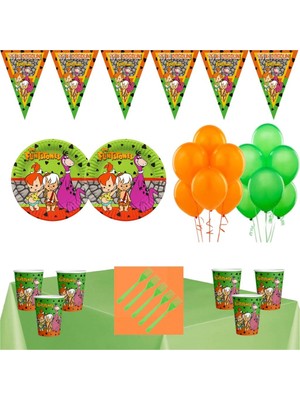 Parti Furyası Taş Devri Bambam ve Çakıl  Doğum Günü Parti Seti Ekonomik Süsler 8 Kişilik