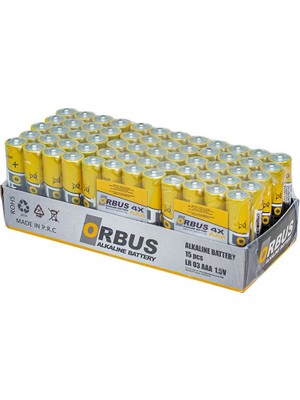 Orbus KLRORB-LR03-4B 1.5V Aaa 60 Adet 4'lü Paket Alkalin Ince Kalem Pil