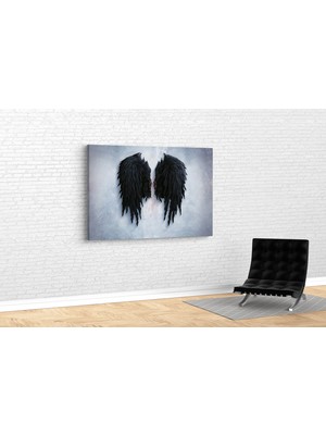 Tablo 360 Banksy- Black Angel Wings Kanvas Tablo