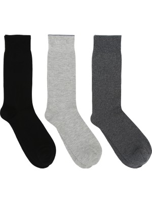 Moduna Göre Moda 3'lü Erkek Düz Soket Çorap Set