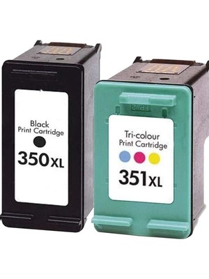 Photo Print   Photosmart C4272  350XL / 351XL Siyah ve Renkli  Yüksek Kapasiteli Muadil Kartuş Seti