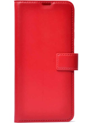 Smcase Huawei P Smart 2021 Kılıf Kar Delüx Cüzdan Kartvizitli Standlı Kopçalı Kırmızı