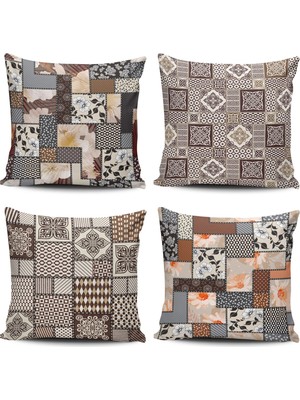 Alkan Homes Etnik Desenli Dekoratif  Modern 4 Lü  Kombin Kırlent Kılıfı