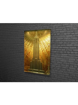 Tablo 360 Gold Empire State Art Deco Kanvas Tablo