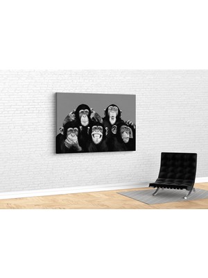 Tablo 360 Monkey Chimps Family Selfie Kanvas Tablo