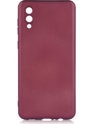 Tekno Grup Samsung Galaxy A02 Kılıf Mat Premium Silikon Kılıf Mürdüm + Cam Ekran Koruyucu