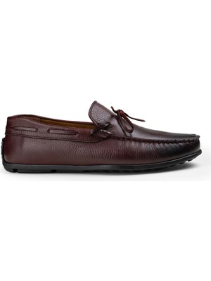 Deery Hakiki Deri Bordo Erkek Loafer