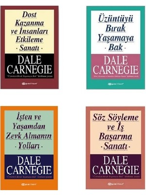 Dale Carnegie - 4 Kitaplık Set - Üzüntüyü Bırak Yaşamaya Bak - Dost Kazanma ve Insanları Etkileme Sanatı - Söz Söyleme ve Iş Başarma Sanatı - Işten ve Yaşamdan Zevk Almanın Yolları