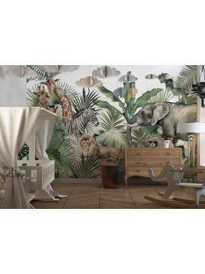 Özel Duvarlar Safari Hayvanları Özel Tasarım Duvar Kağıdı