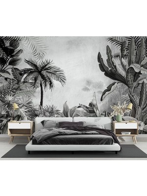 Özel Duvarlar Tropik Ağaçlar ve Yapraklar Duvar Kağıdı