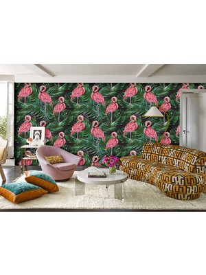 Özel Duvarlar Flamingo Desenli Duvar Kağıdı