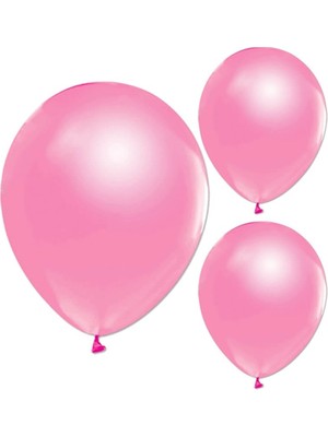 Süsle Bebek ve Parti Balon Standlı, 7 Adet - Metalik Pembe ve Altın Balon