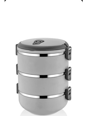 Freshbox Sefer Tası Saklama Kabı 3 Katlı 2,25 Lt Gri