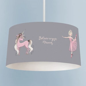 Talia Home Balerin Kız ve Unicorn Baskılı  Çocuk Odası Sarkıt Avize