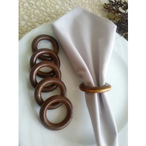 Emtory Home  12'li Kahverengi Vintage Ahşap Halka Peçete Yüzüğü