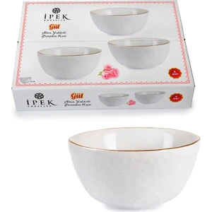 Ipek Porselen 6 Lı Altın Yaldızlı Dantel Kase 10 cm Beyaz