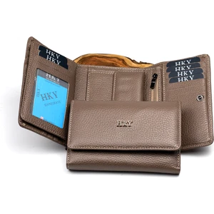 Hky Orta Boy Çok Kullanışlı Hakiki Deri Kadın Cüzdan