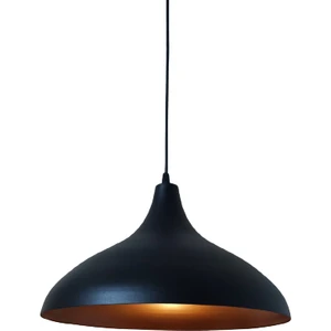 Rys Tasarım Rys Retro Metal Dekoratif Rustik Kafe Mutfak Aydınlatma Siyah Içi Bakır Sarkıt Avize Çap:35 cm