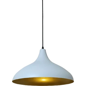 Rys Tasarım Rys Retro Metal Dekoratif Rustik Kafe Mutfak Aydınlatma Beyaz Içi Gold Sarkıt Avize Çap:35 cm