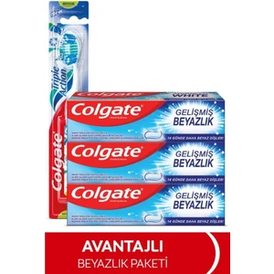 Diş Macunu Gelişmiş Beyazlık 3 x 75 Ml, Üçlü Etki Orta Diş Fırçası