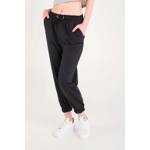 Siyah Basic Paça Lastikli Oversize Eşofman Altı