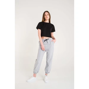 Gri Basic Paça Lastikli Oversize Eşofman Altı