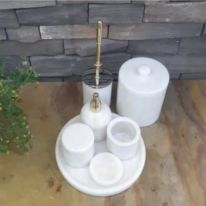 Beyaz Mermer 7'li Banyo Seti