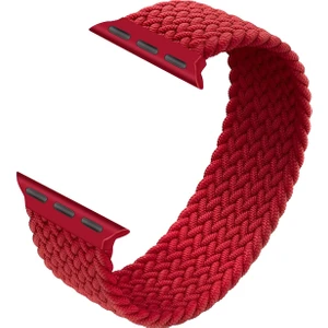 Örgü Solo Loop Kordon, Seri 10 46mm, Apple Watch ile Uyumlu Seri 9/8/7/6/SE/5/4/3 - 45mm 44mm 42mm Uyumlu Large Kırmızı