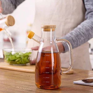 Bambu Kapaklı Vakumlu Borosilikat Cam Yağdanlık 900ML