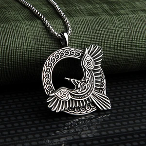 Iskandinav Mitolojisi Kuzgun Huginn Odin Viking Çelik Kolye