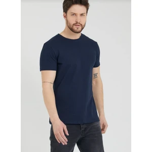 Erkek Bisiklet Yaka Düz Renk T-shirt