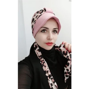Butik Ayvitrin Kadın Leopar Atkılı Bone Gül Kurusu