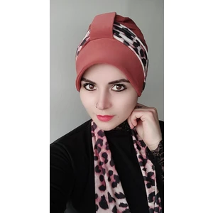 Butik Ayvitrin Kadın Leopar Atkılı Bone Kiremit