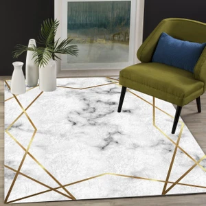 Cappio Halı Cappio Yazılı Mermer Desenli Oval Halı Makinada Yıkanabilir Kaymaz DotTaban CP585