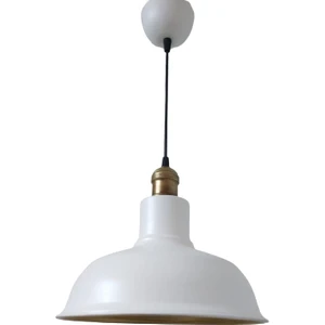 Rys Tasarım Rys Retro Metal Dekoratif Beyaz Içi Beyaz Eskitme Duylu Tekli Sarkıt Avize Çap:30 cm