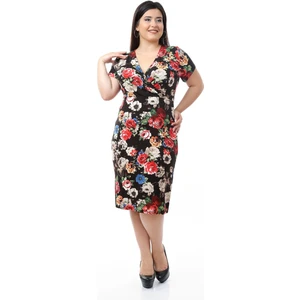 Siyah Kruvaze Büyük Beden Elbise 21E-0664