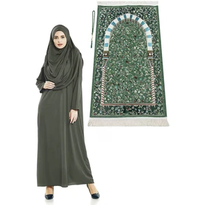 Haki Namaz Elbisesi - Ravza Motifli Seccade ve Tesbih - Ibadet Seti